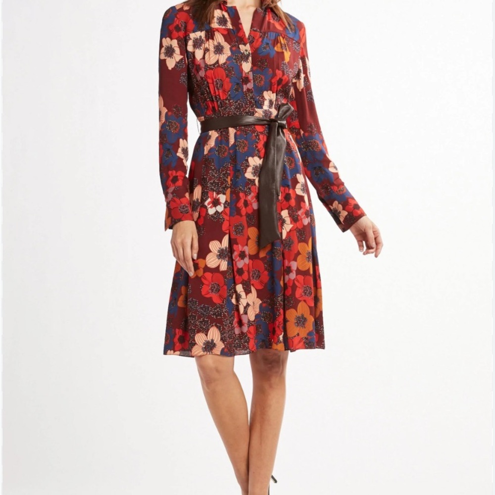 Elie Tahari Brinx Multicolor Floral Long Sleeve Dress size 12